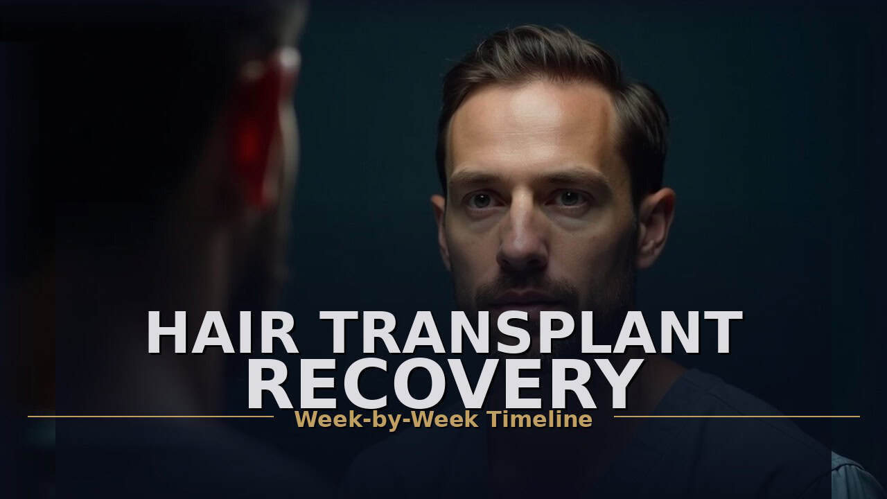 Hair Transplant Recovery: A Week-by-Week Timeline 1 Man checking his hairline recovery progress in mirror after hair transplant surgery
